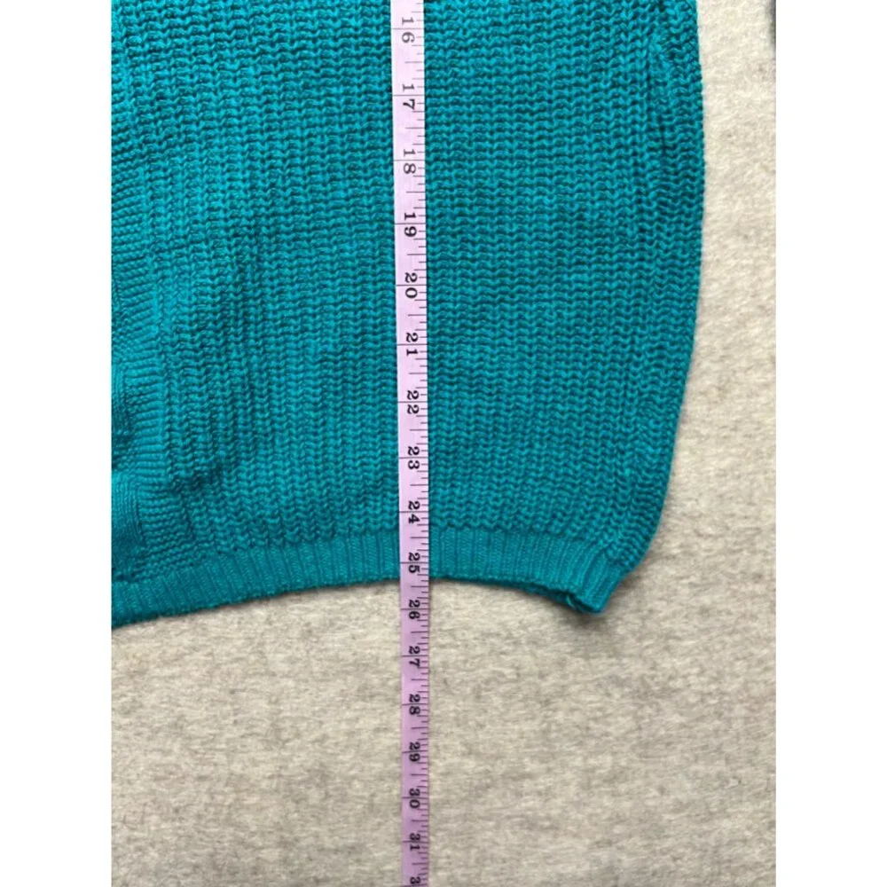 Vintage Cabin Creek Green Cable Knit Cotton Crew Neck Sweater Large - Picture 8 of 8